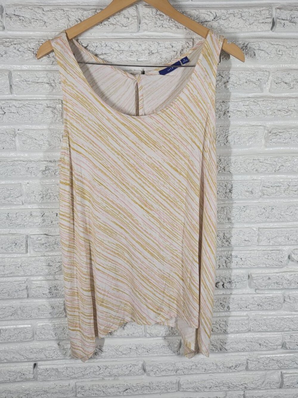 Apt 9 Women‎ Tank Top XL Pink Gold Stripe Pullover Sleeveless Summer STR139E